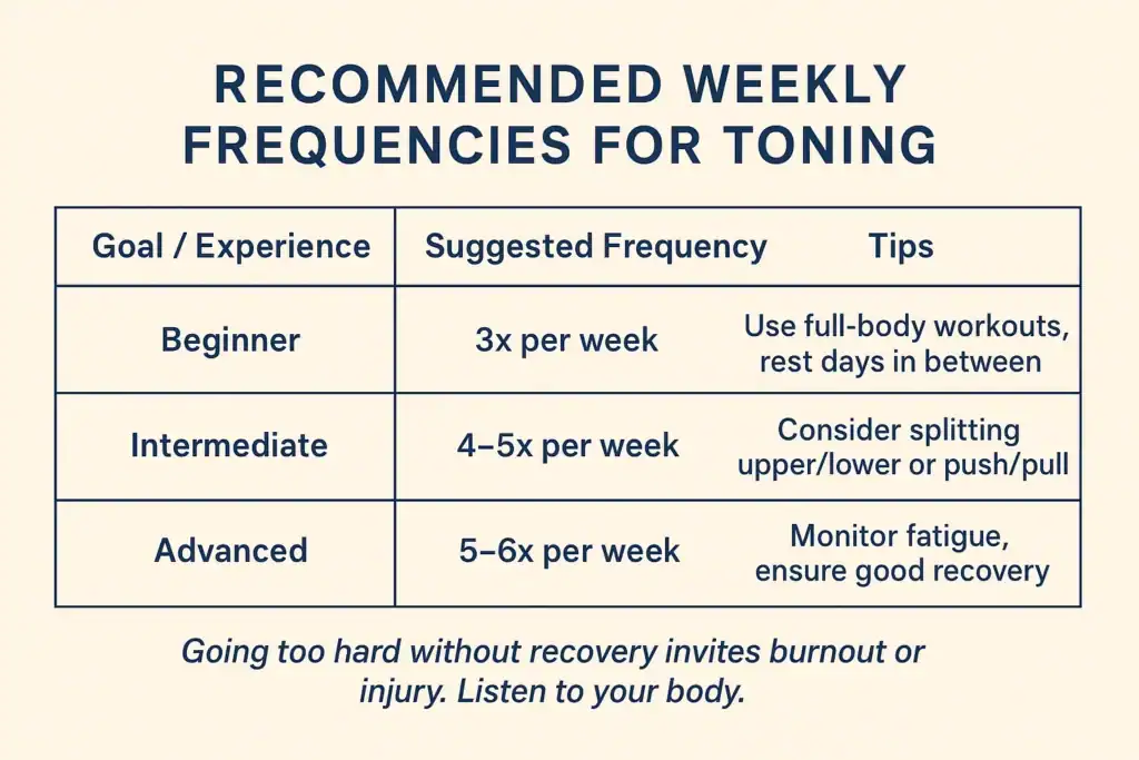 Achieving the Perfect Tone: How Often Should You Exercise for Results? 2 Graphic to show how often you should do exercise to help with toning Wolverhampton